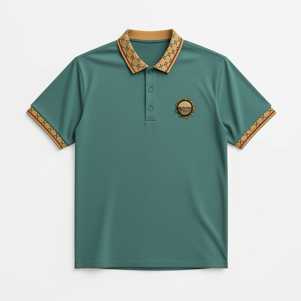 Men's Premium Pure Cotton Oversized Polo T-Shirt in Teal green