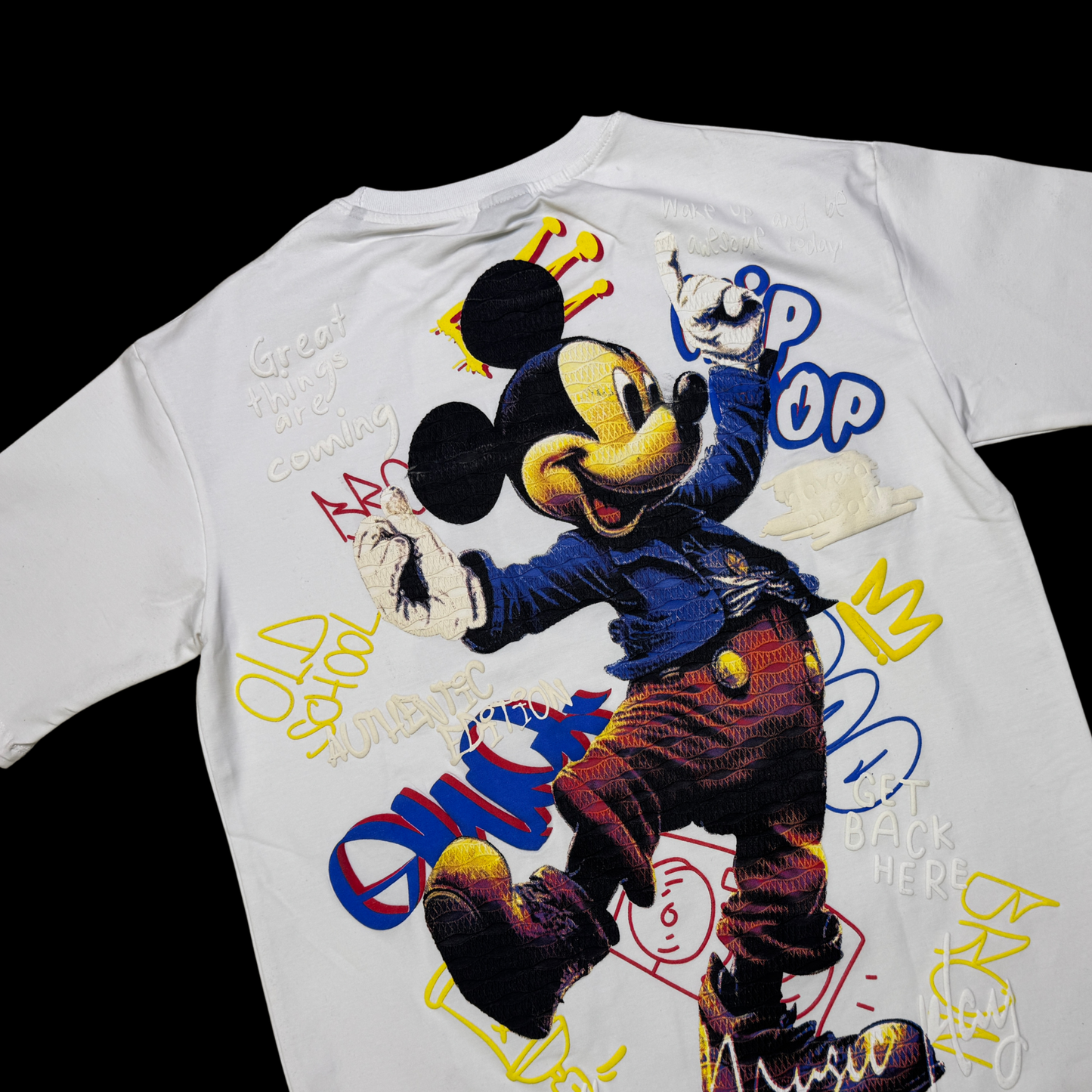 Micckey Mouse Women's Oversized Cotton T-Shirt, White, Round Neck, Half Sleeve, Graphic Print