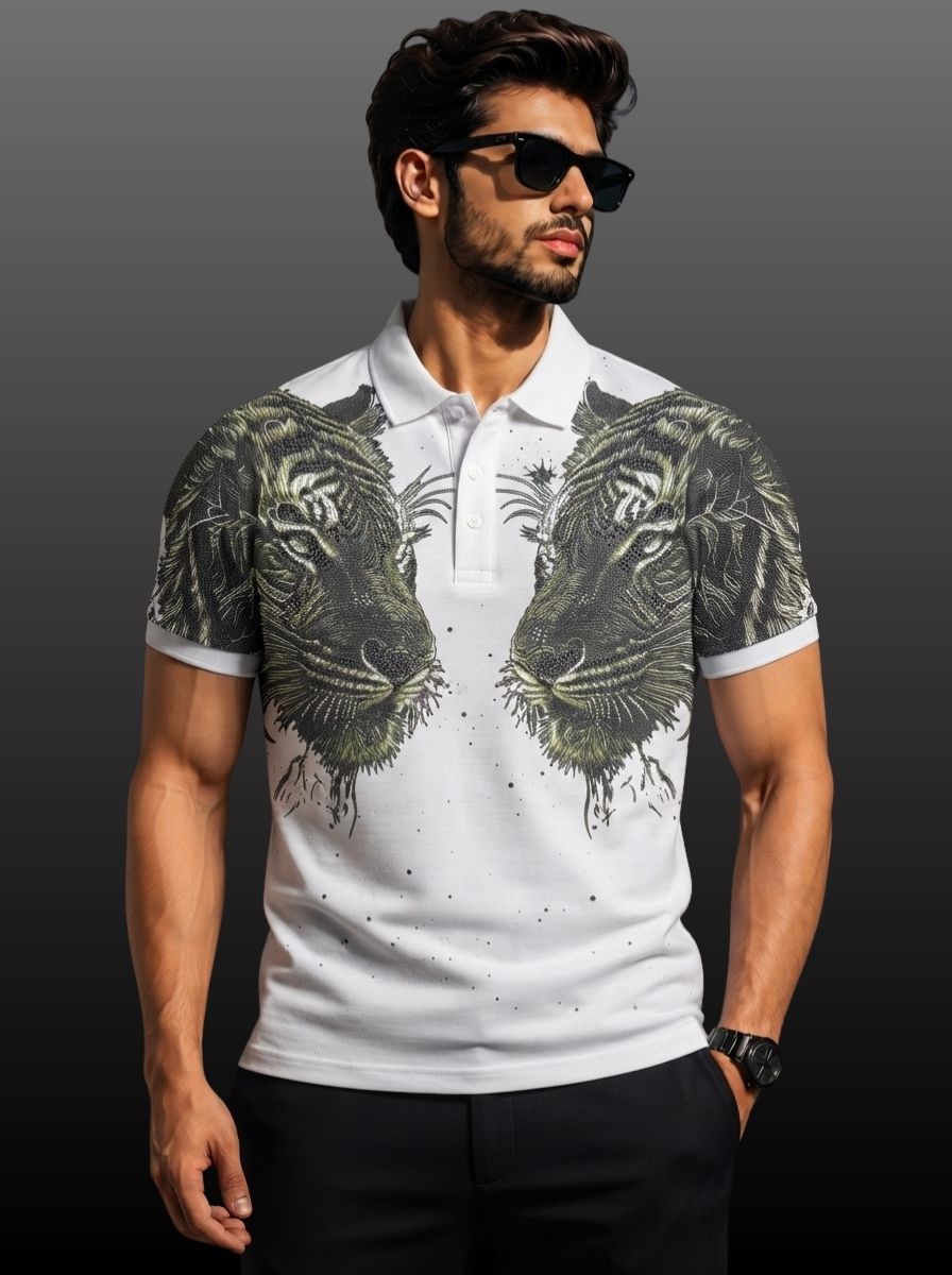 Twin Tiger Swarovski Polo T-Shirt