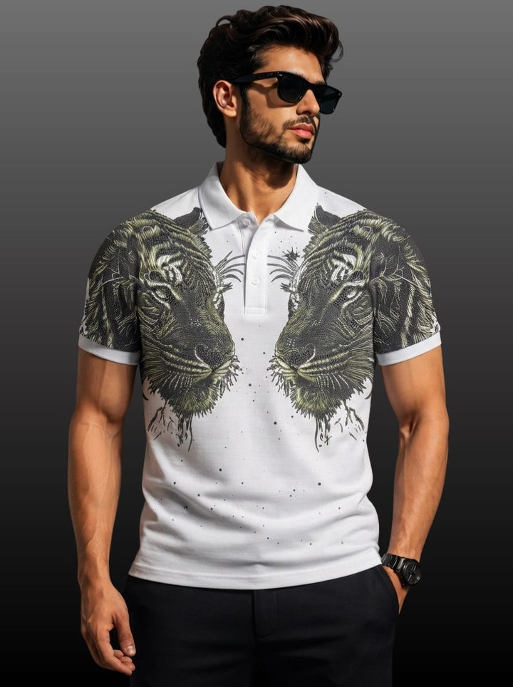 Twin Tiger Swarovski Polo T-Shirt