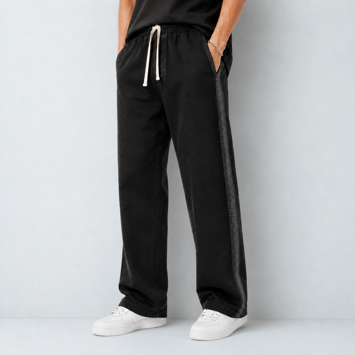  Denim Joggers with Side-Stripe