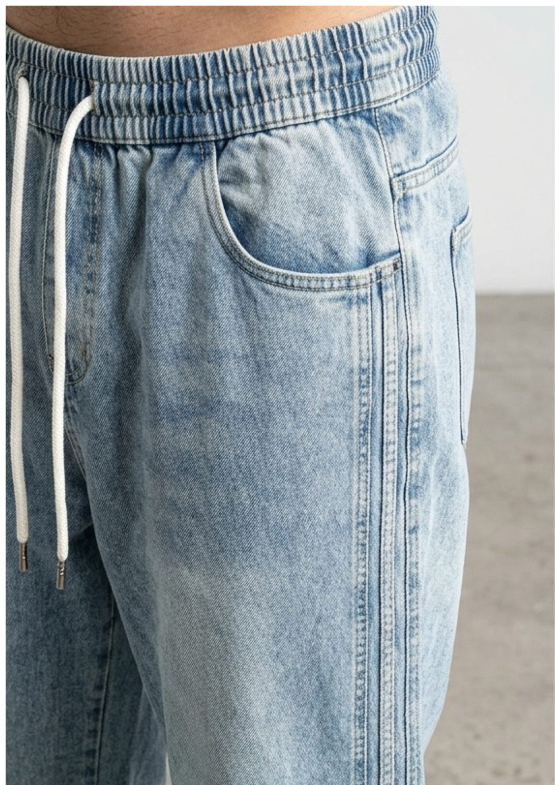 Urban Style Side Stripes Baggy Denim Joggers