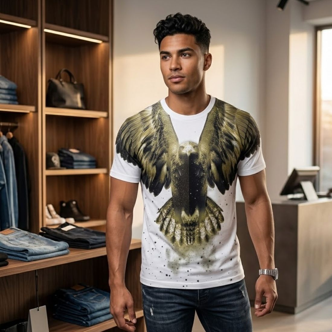 Eagle Graphic Oversized T-Shirt for Men | Premium Cotton Streetwear – Mahir Lavin