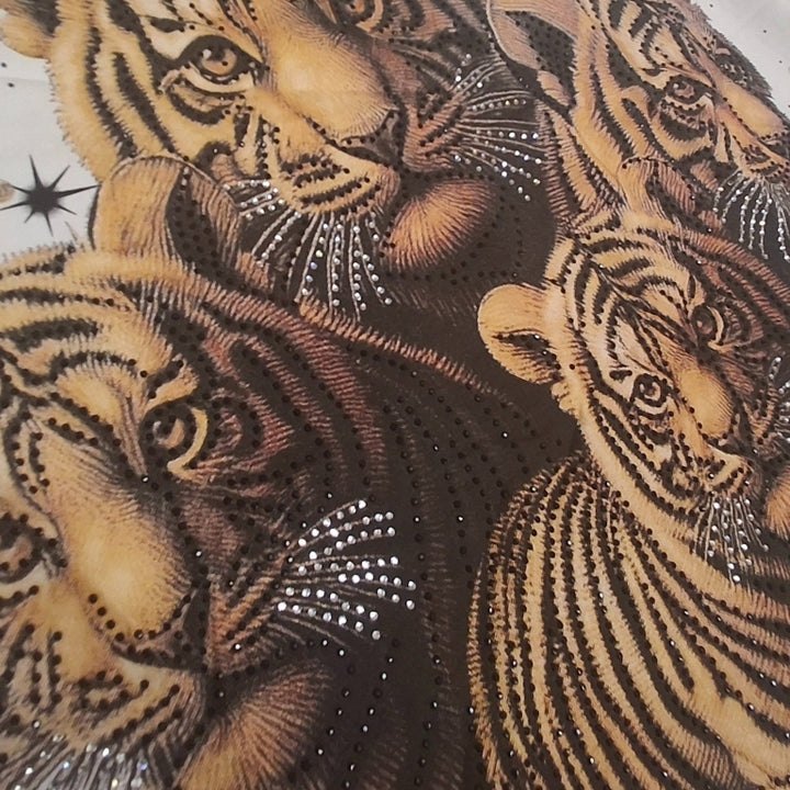 Tiger Family Print Siroski T-Shirt For Men