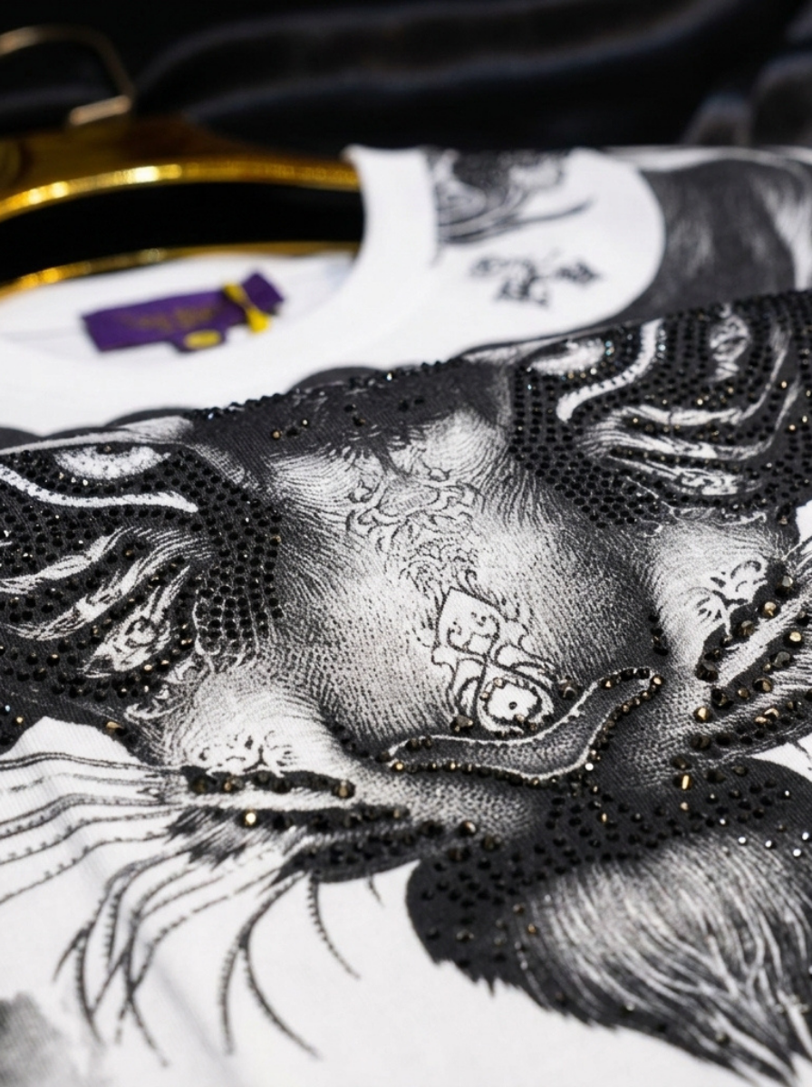 Oversized Tiger Print Swarovski Embellished T-Shirt