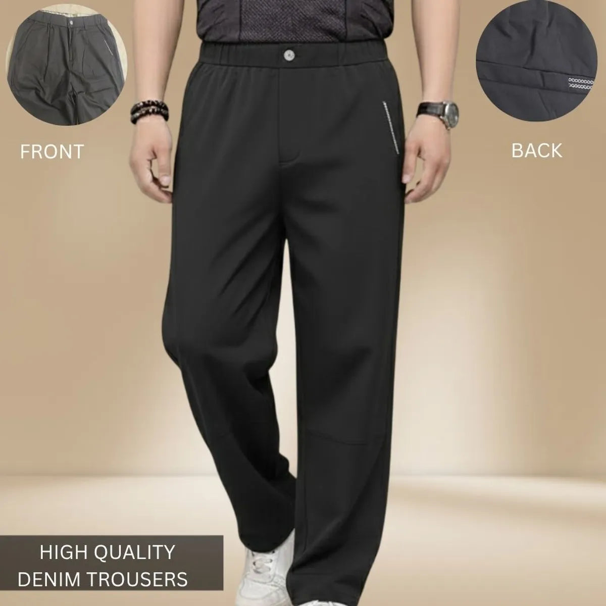 Black Premium Relax Fit High-Quality Trousers – Ultra-Comfort Stretch Fabric For Men's