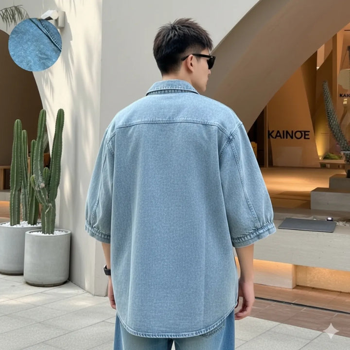 Cream Color Premium 100% Textured  Letter Embroidery Shirt For Men&