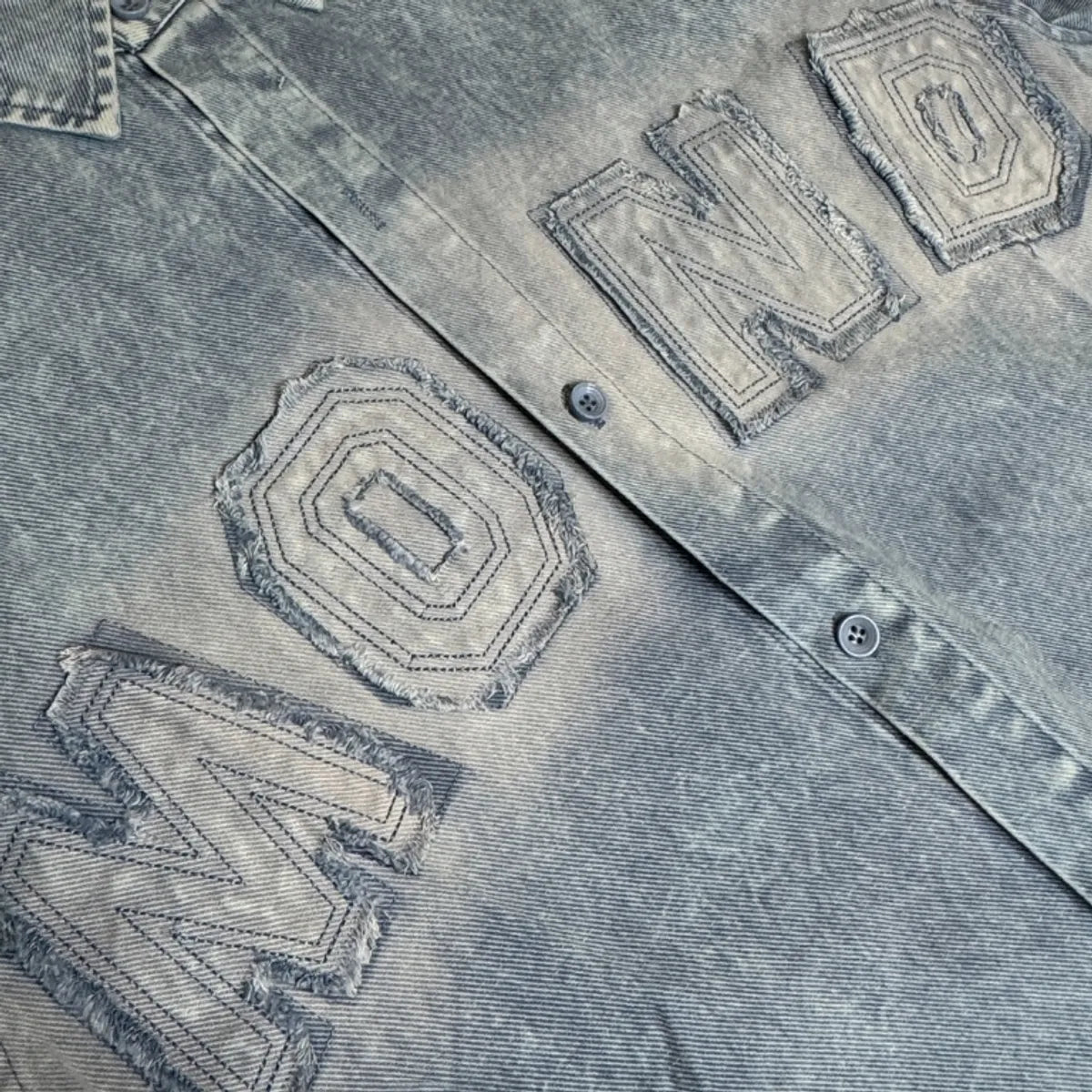 Cream Color Premium 100% Textured  Letter Embroidery Shirt For Men's