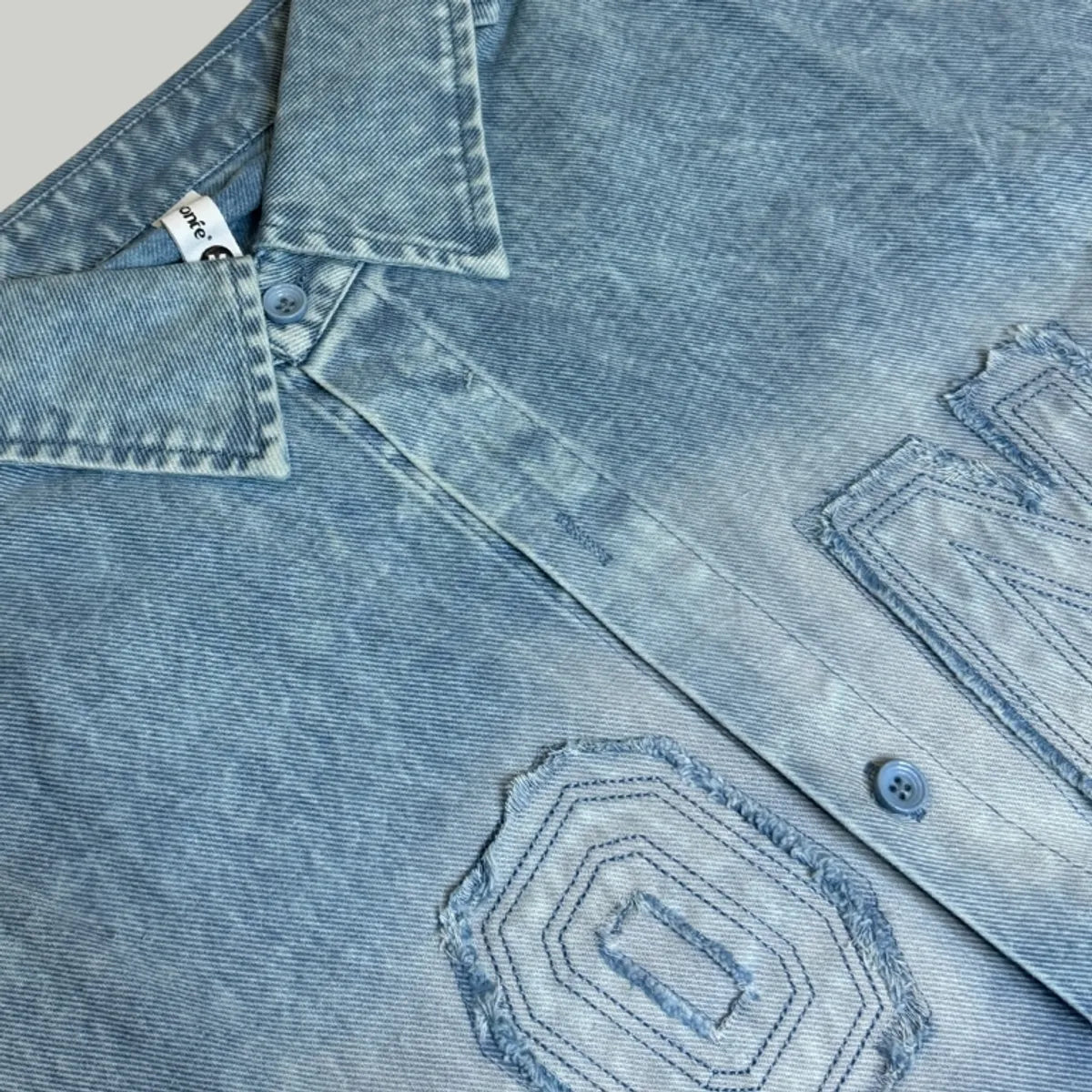 Cream Color Premium 100% Textured  Letter Embroidery Shirt For Men's
