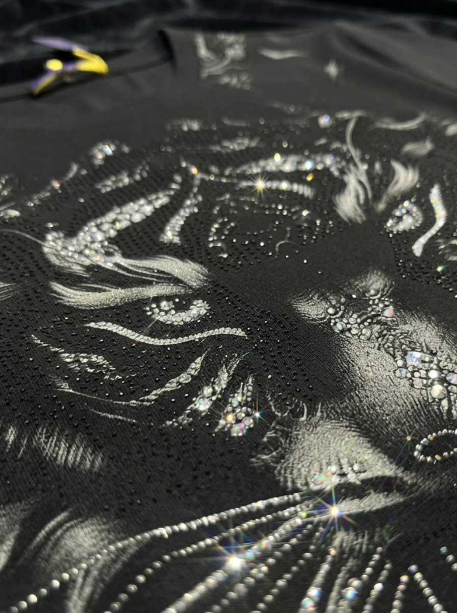 Oversized Tiger Print Swarovski Embellished T-Shirt
