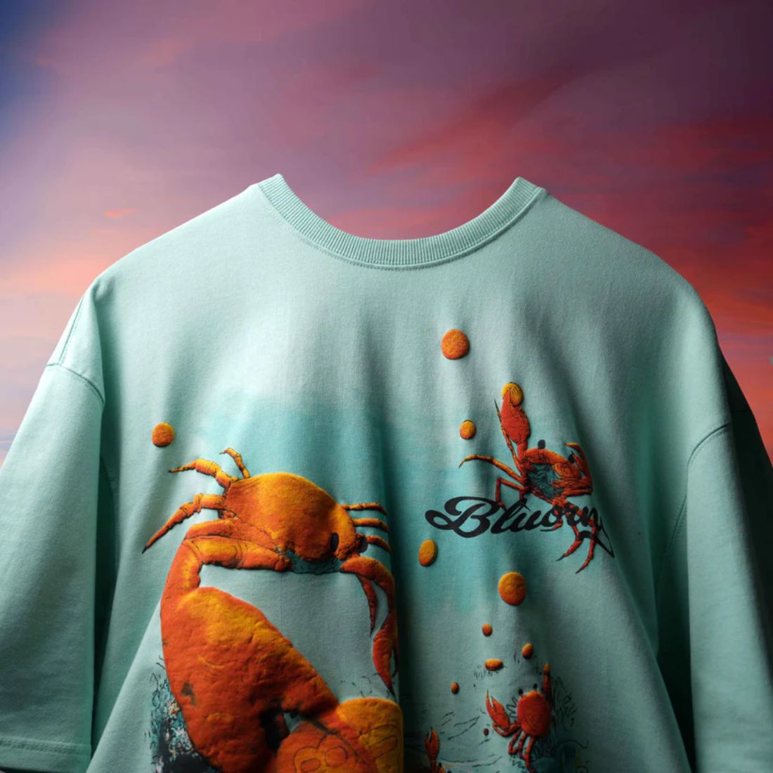 Deep Sea" 3D Textured Graphic Tee - Off-White Premium Cotton T-Shirt