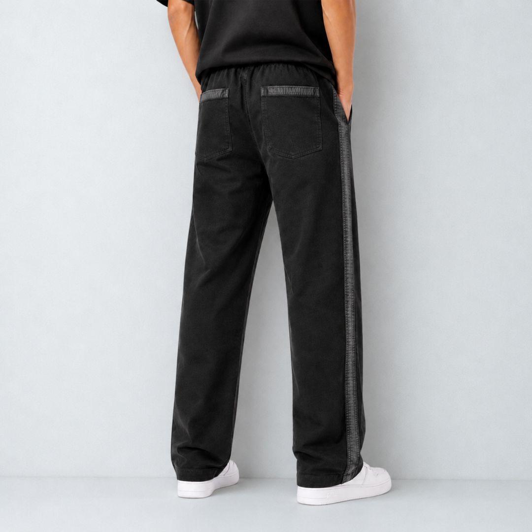  Denim Joggers with Side-Stripe