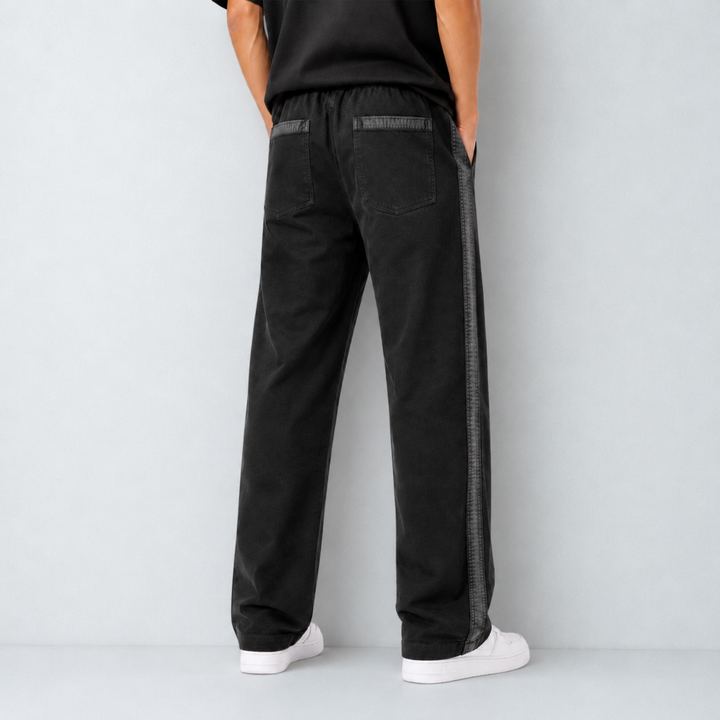  Denim Joggers with Side-Stripe