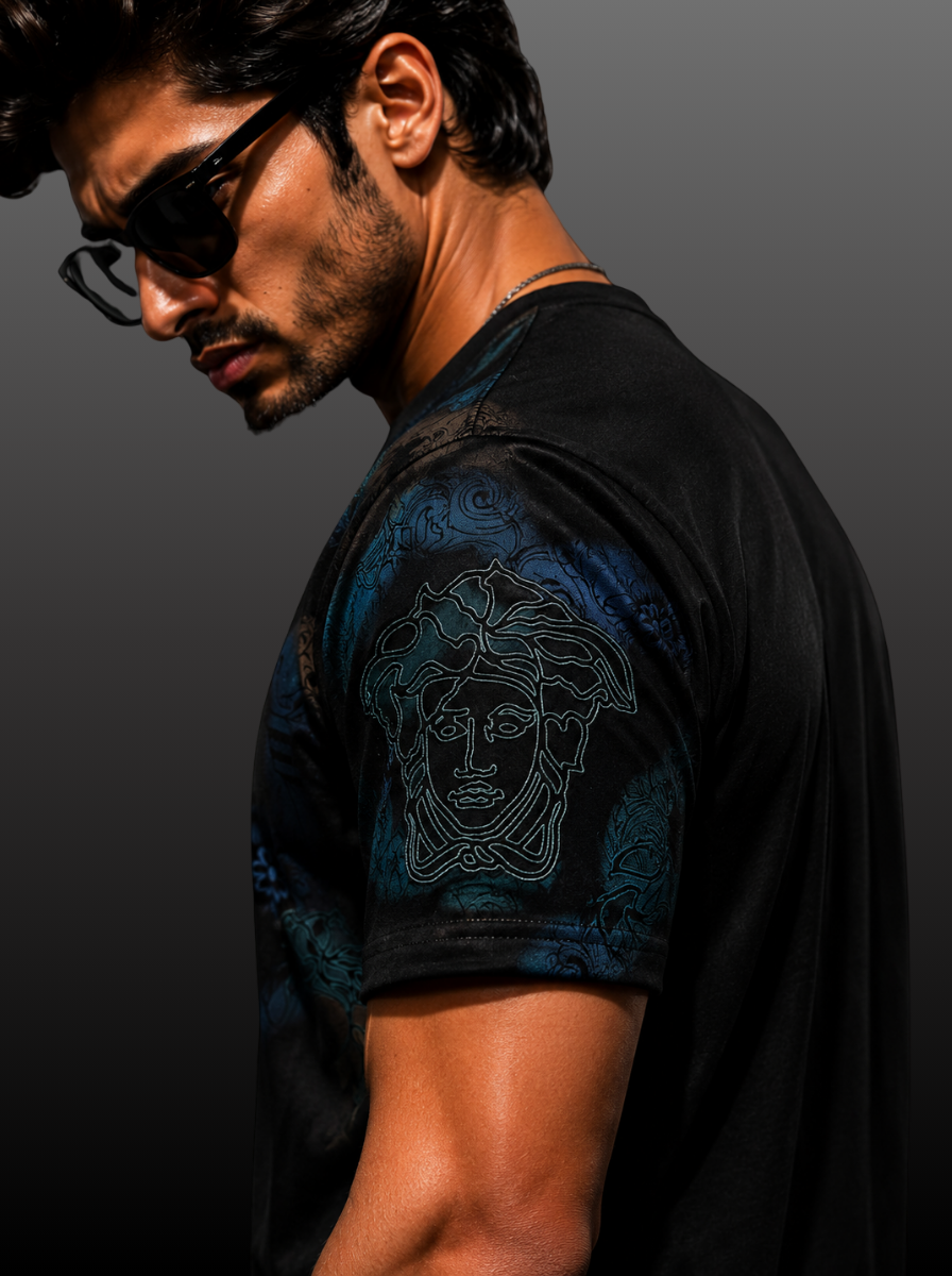 Medusa Embroidery Pastel Tie-Dye T-Shirt