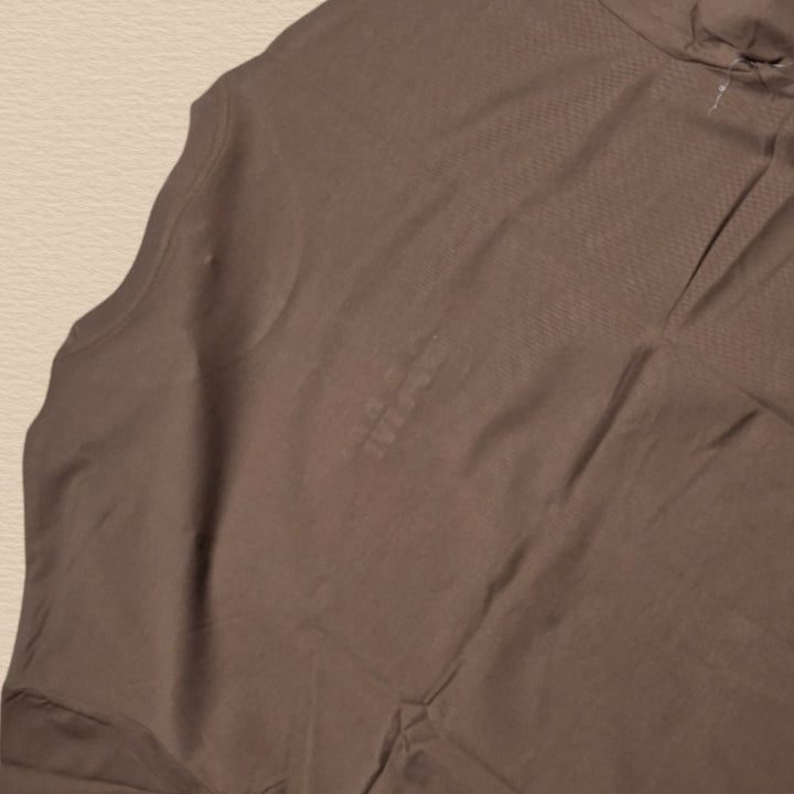 Brown Oversized Premium Cotton T-Shirt with Utility style chest pocket with a contrast fabric patch and graphic accentsPocket