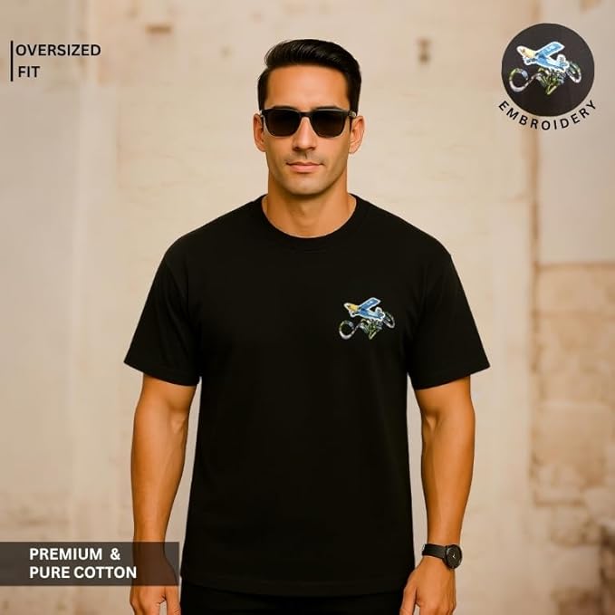| 100% Pure Cotton Crew Neck | Premium Embroidered Graphic Tee | Relaxed Streetwear Fit for Casual & Everyday Wear
