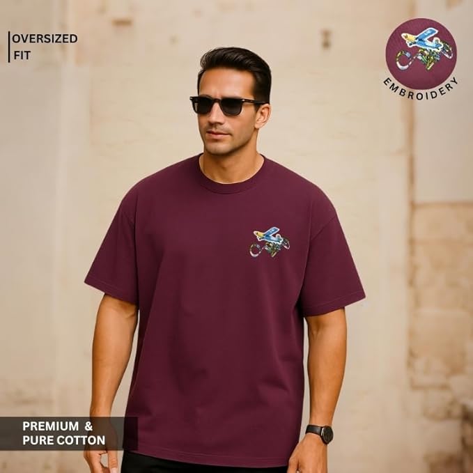 Premium 100% Cotton Round Neck Embossed Pattern T-Shirt For Men
