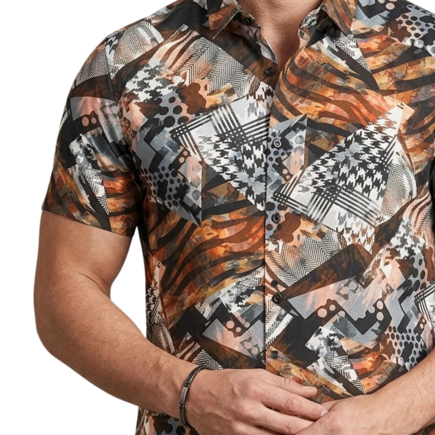 Men's Premium Multi-Pattern Patchwork Slim Fit Resort Shirt