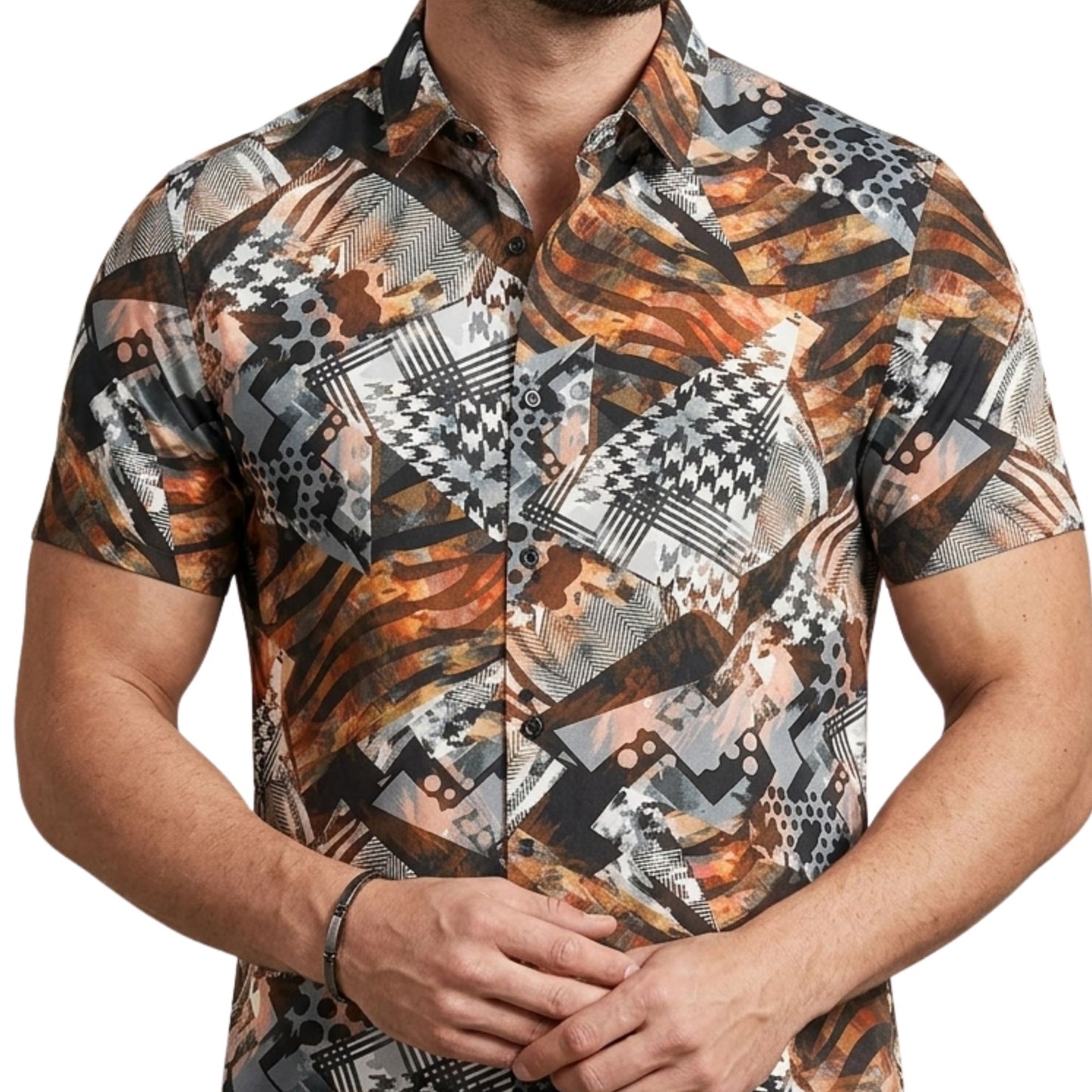 Men's Premium Multi-Pattern Patchwork Slim Fit Resort Shirt