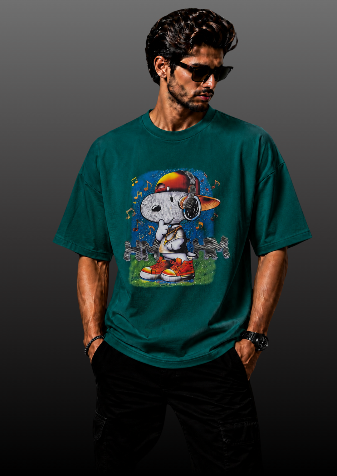 Graphic Print Swarovski Oversized T-shirt