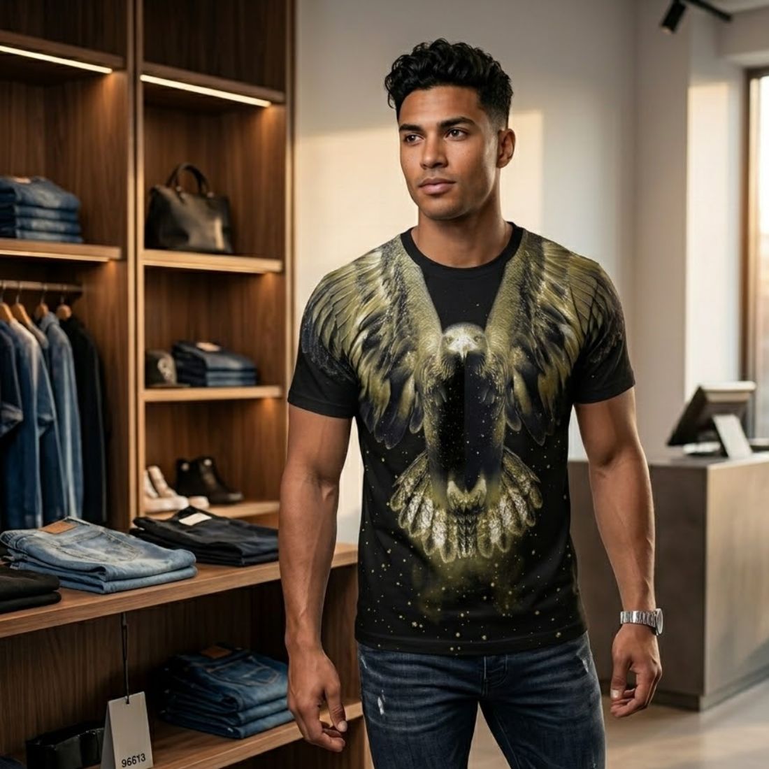 Eagle Graphic Oversized T-Shirt for Men | Premium Cotton Streetwear – Mahir Lavin
