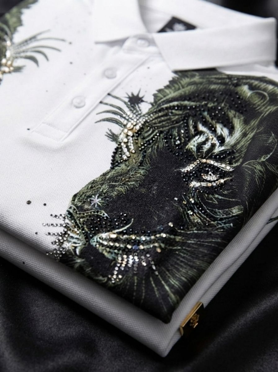 Twin Tiger Swarovski Polo T-Shirt
