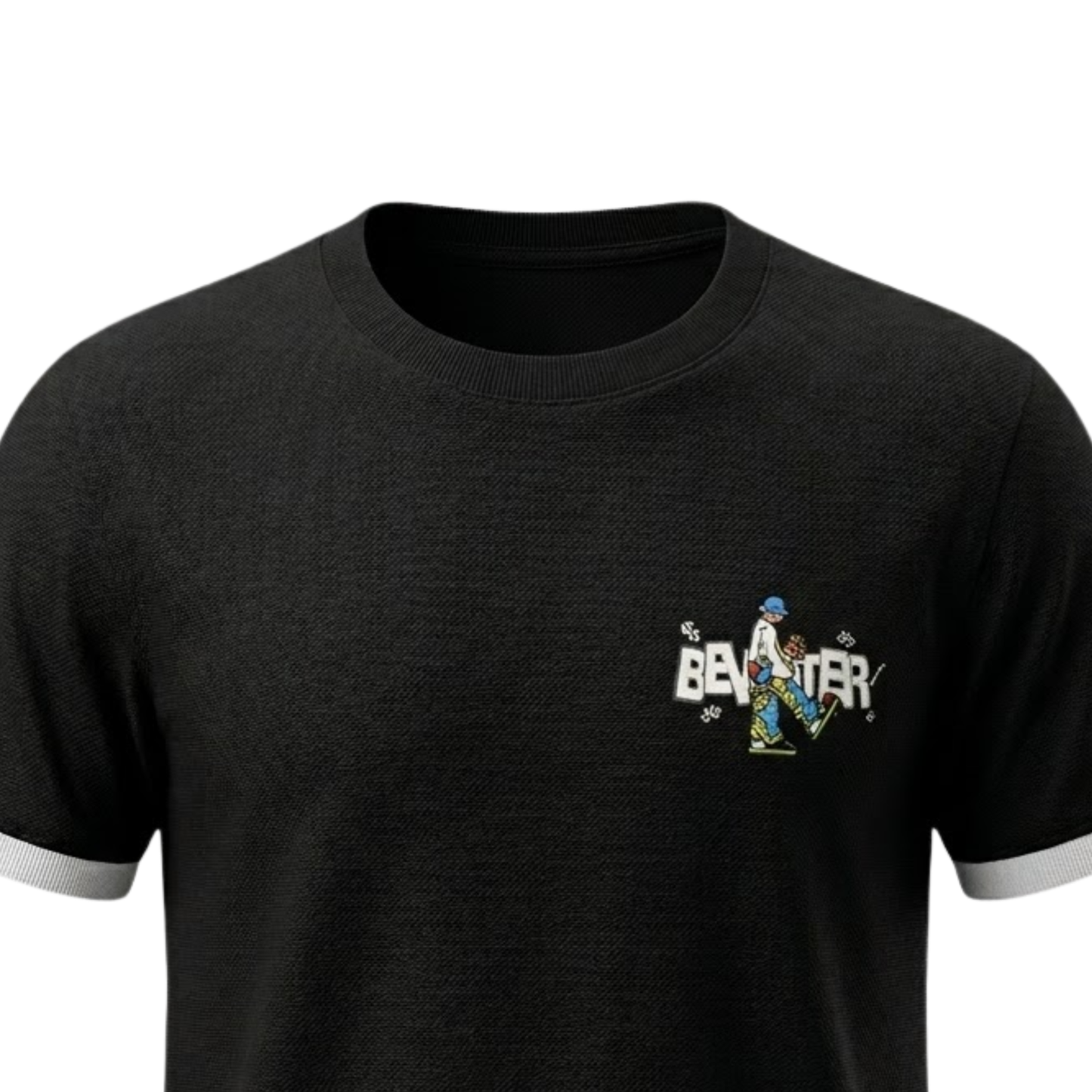2626 "BANTER" Urban Character Oversized Streetwear Tee Men's  Oversized Graphic T-Shirt with White Layered Sleeves