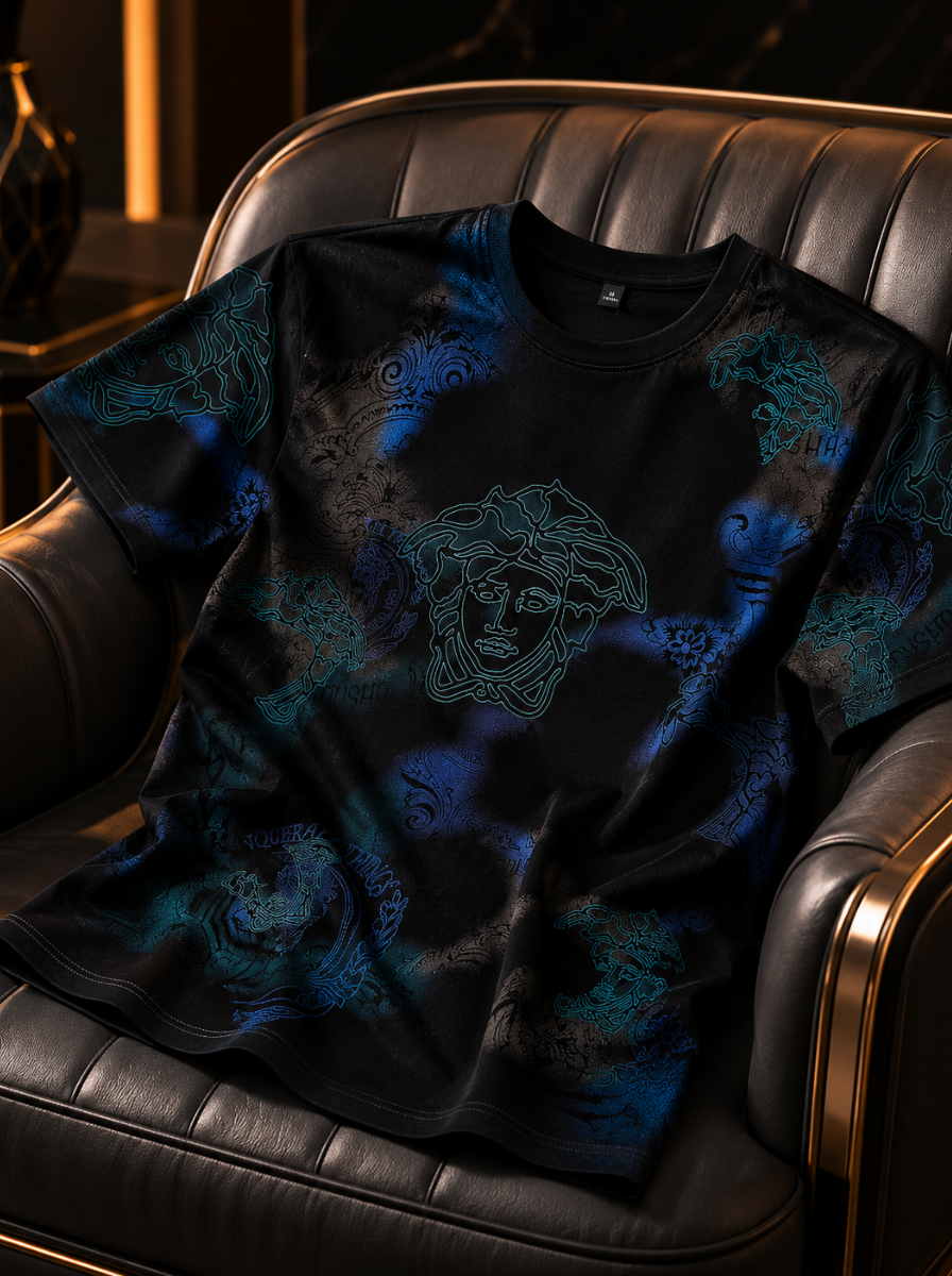 Medusa Embroidery Pastel Tie-Dye T-Shirt
