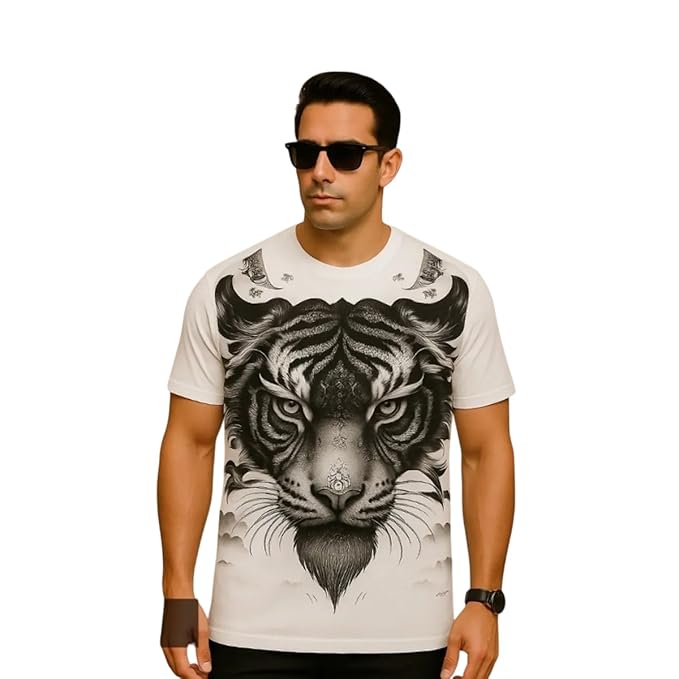 Men’s Premium Tiger Face Graphic T-Shirt | Soft Cotton Blend