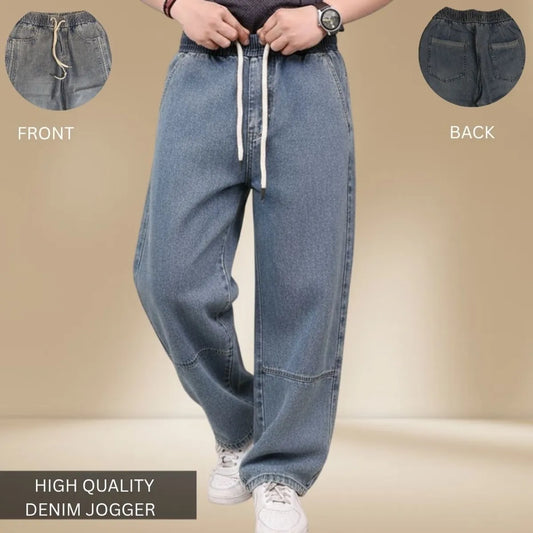 Blue High-Quality Denim Jogger Pants – Comfortable, Stylish & Durable For Men's