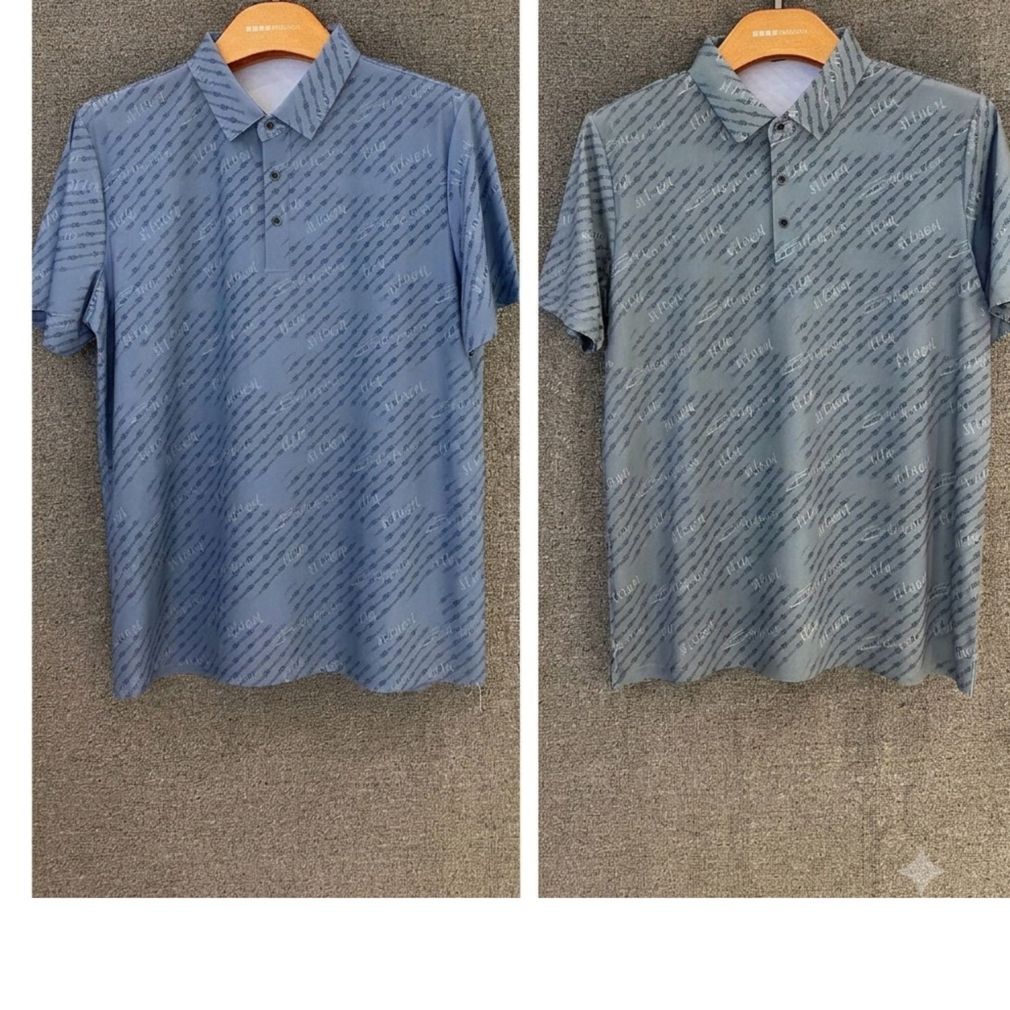 Men's Slim-Fit All-Over Script Print Polo Shirt - Short Sleeve Urban Streetwear (Style 2509110)