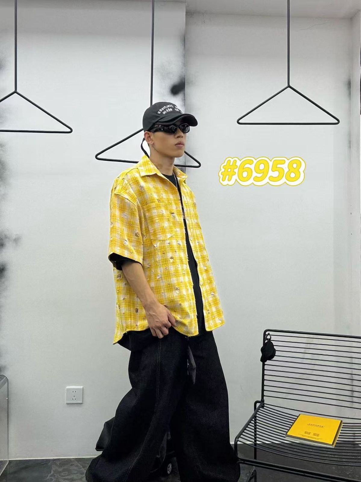 6958_Men’s Oversized Check Half Sleeve Rugged Casual Shirt for Boys & Men | Streetwear Fashion Shirt