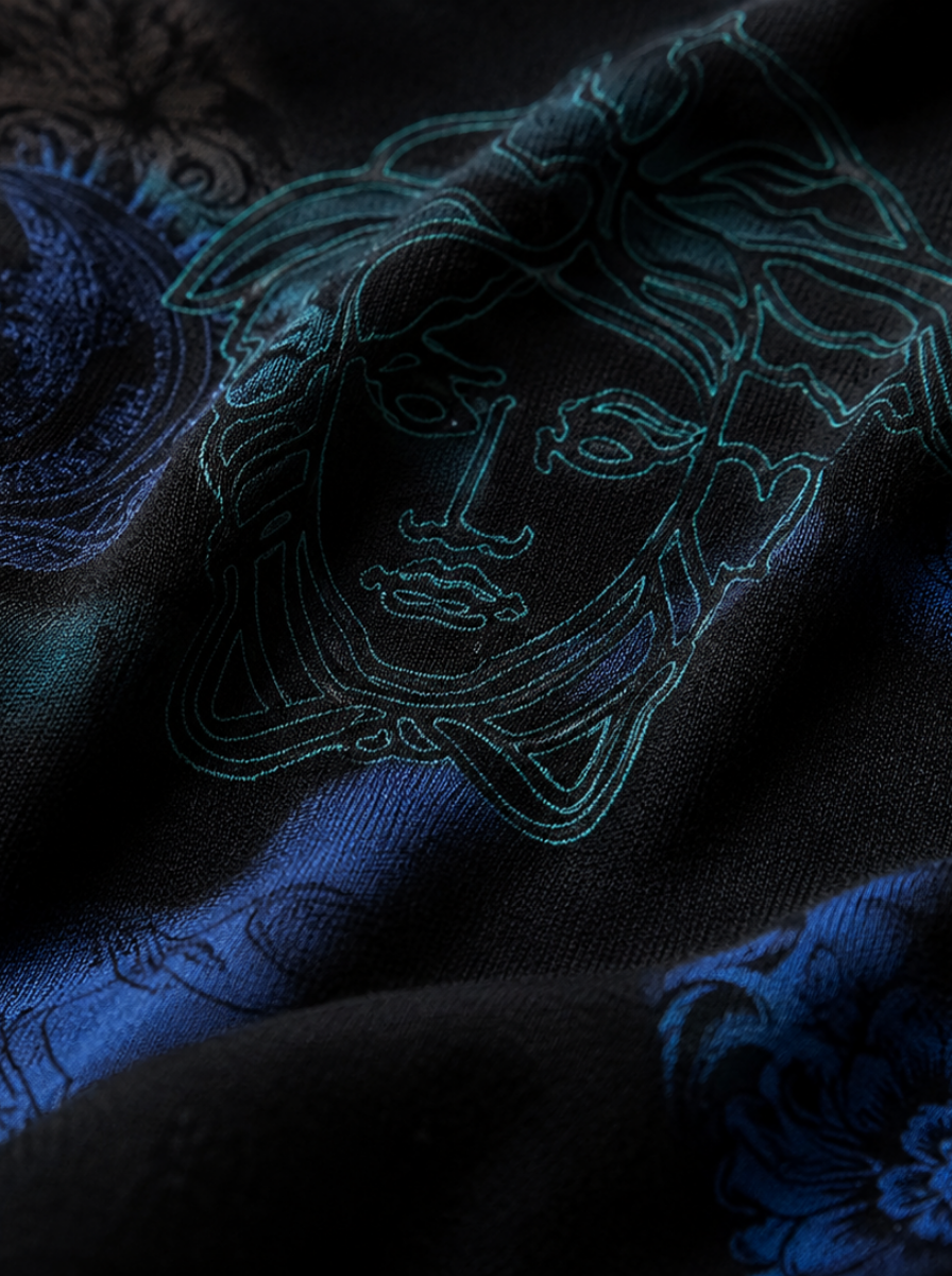 Medusa Embroidery Pastel Tie-Dye T-Shirt