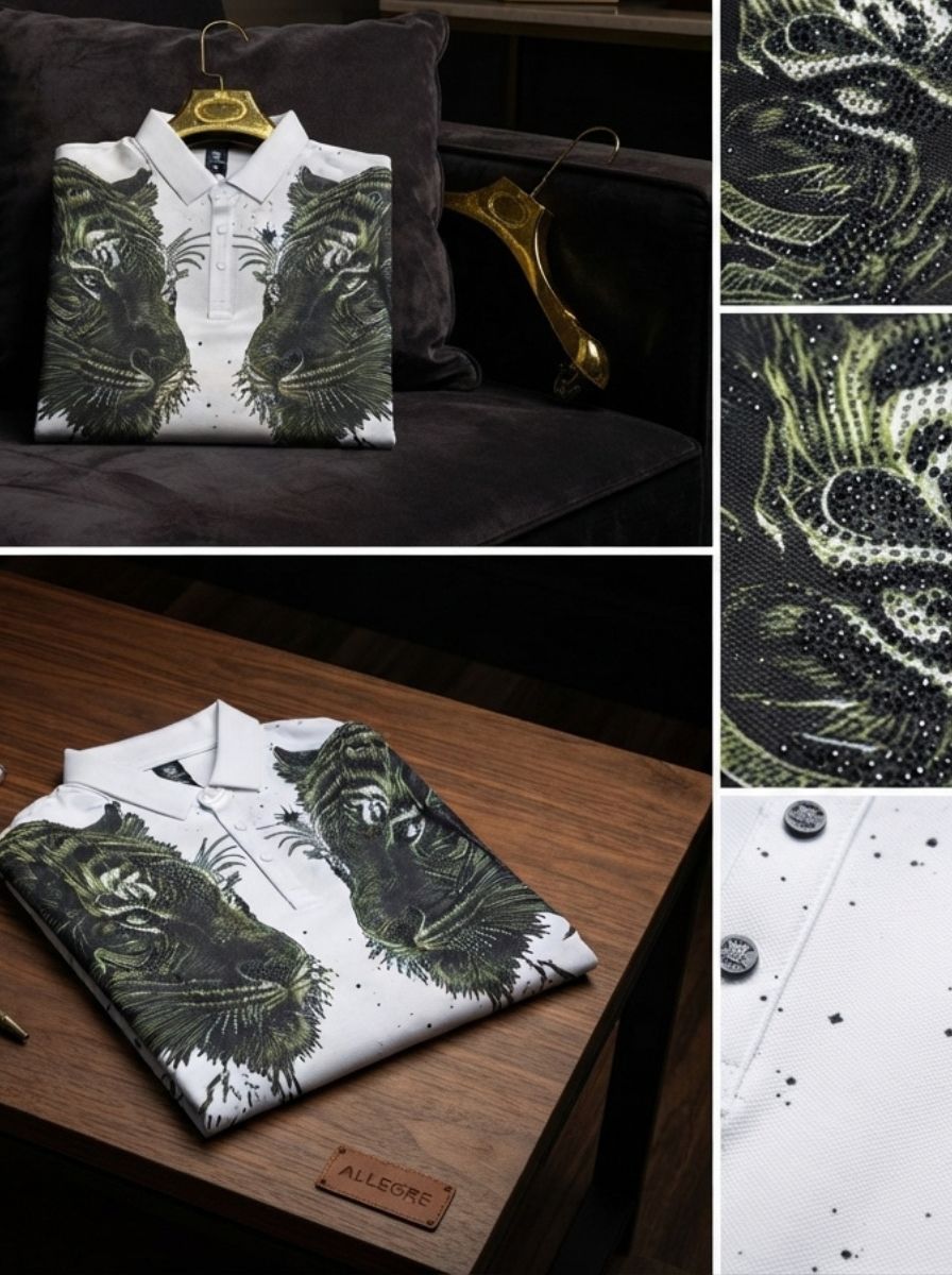Twin Tiger Swarovski Polo T-Shirt