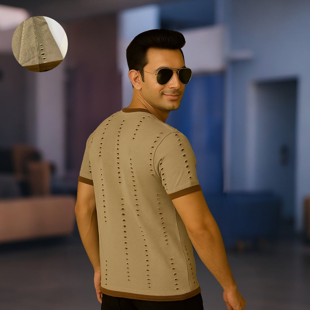 Premium 100% Cotton Rugged Zipper Round T-Shirt For Men