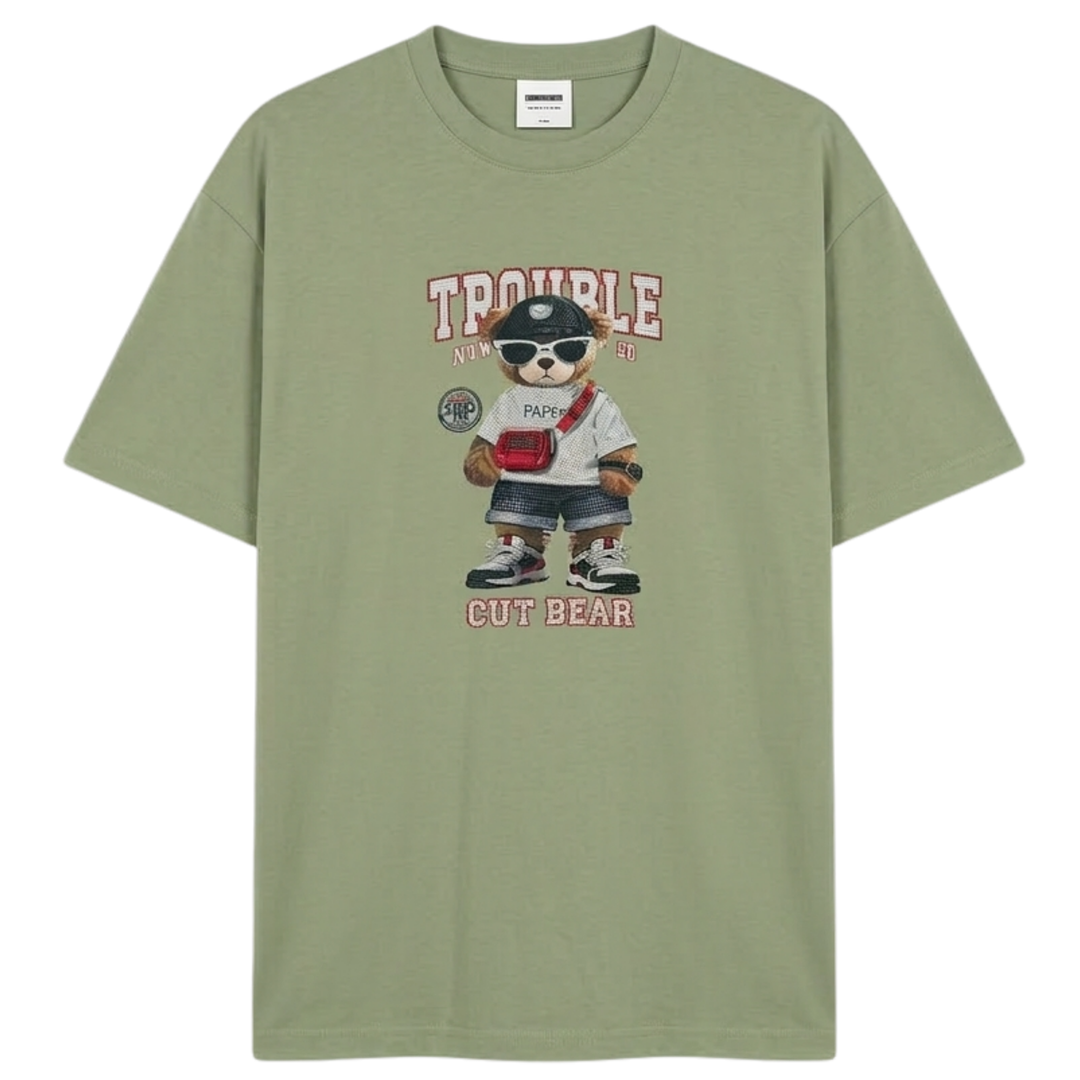 Swarovski Stone Work Bear Graphic T-Shirt