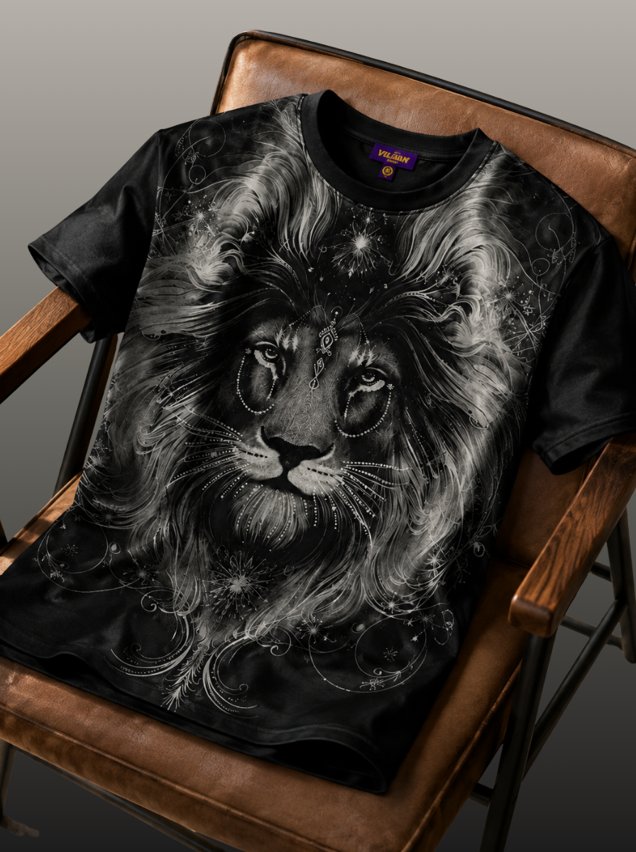 Lion Face Print Swarovski T-Shirt