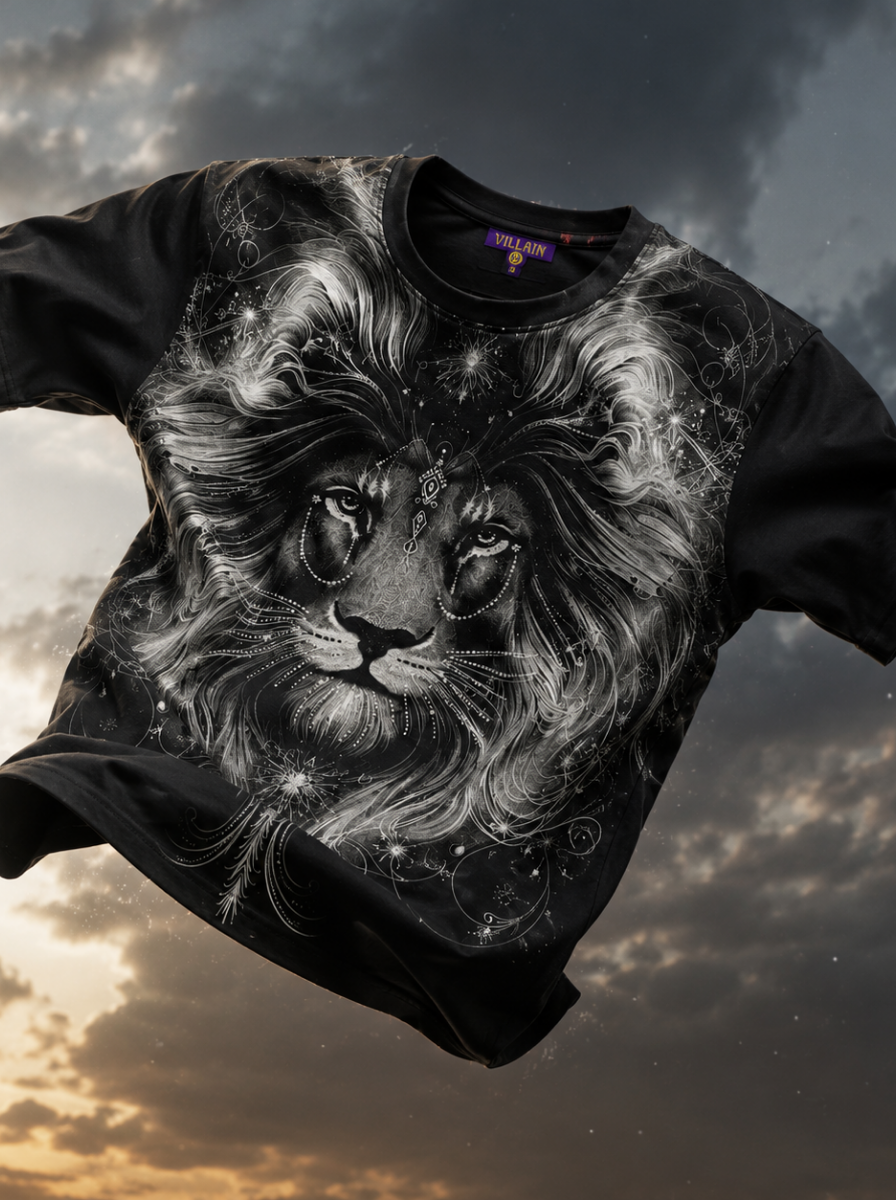 Lion Face Print Swarovski T-Shirt