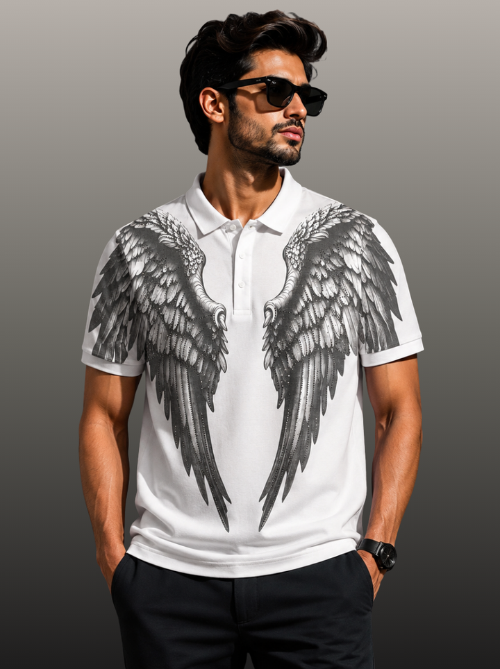 Angel Wings Swarovski Polo T-Shirt