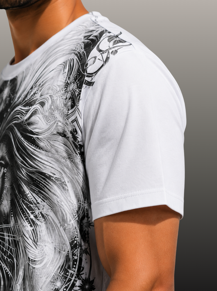 Lion Face Print Swarovski T-Shirt