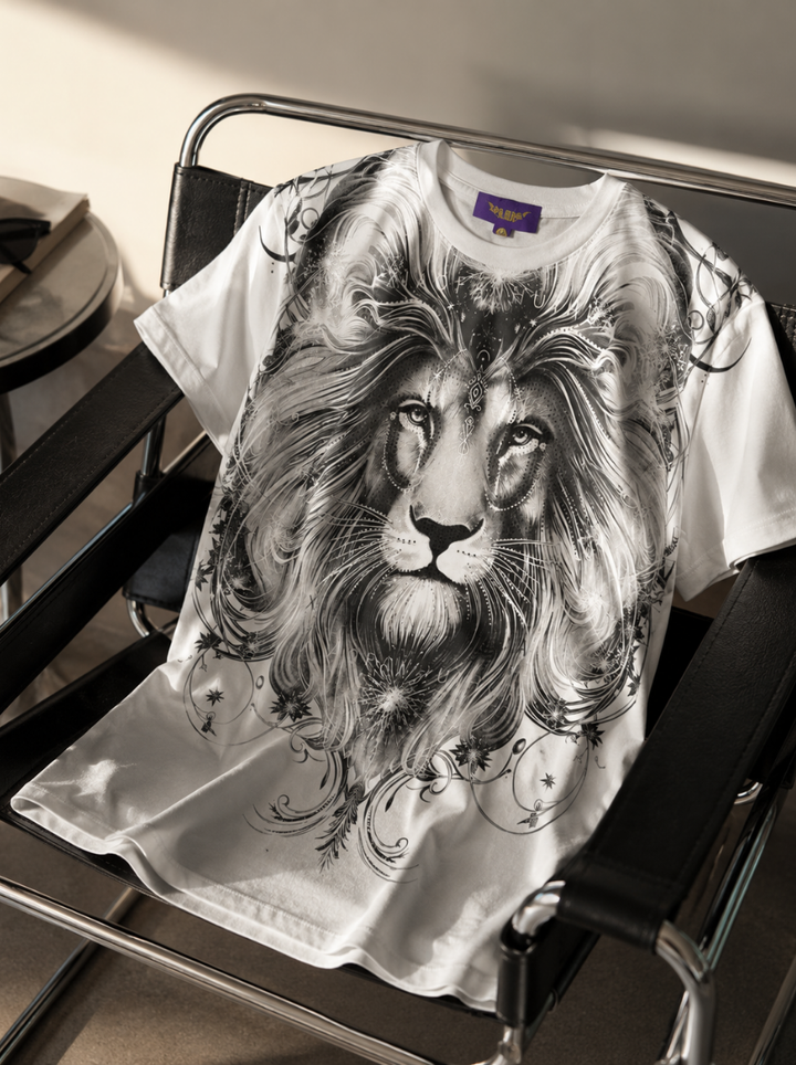 Lion Face Print Swarovski T-Shirt