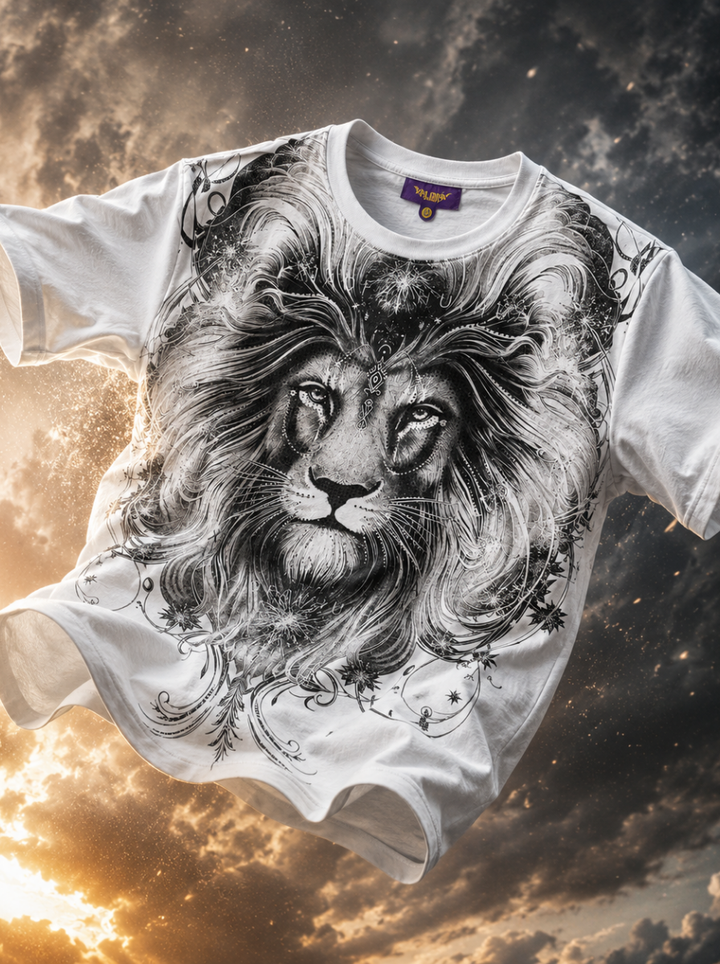 Lion Face Print Swarovski T-Shirt