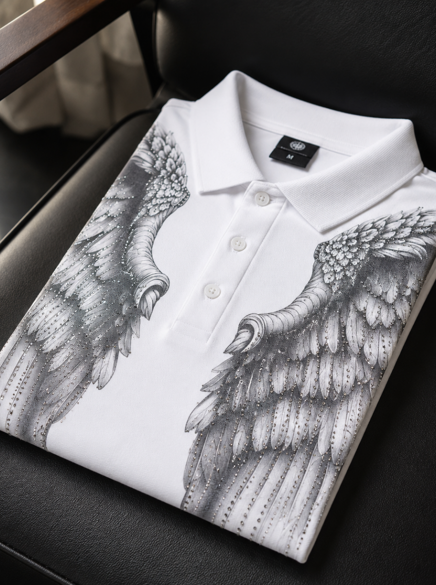 Angel Wings Swarovski Polo T-Shirt