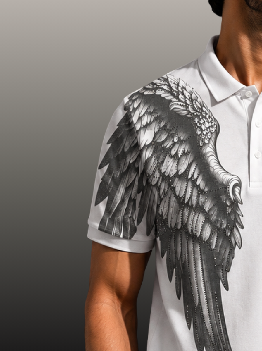Angel Wings Swarovski Polo T-Shirt