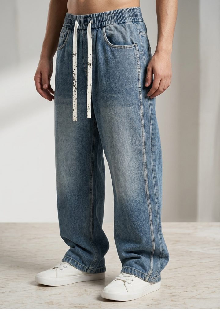 Relaxed Fit Denim with Unique Drawstring