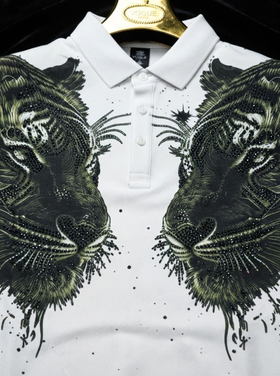 Twin Tiger Swarovski Polo T-Shirt