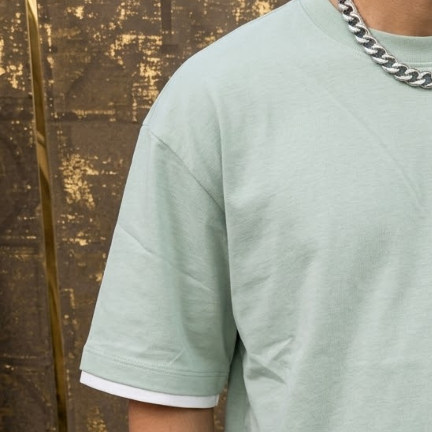 2626 "BANTER" Urban Character Oversized Streetwear Tee Men's  Oversized Graphic T-Shirt with White Layered Sleeves