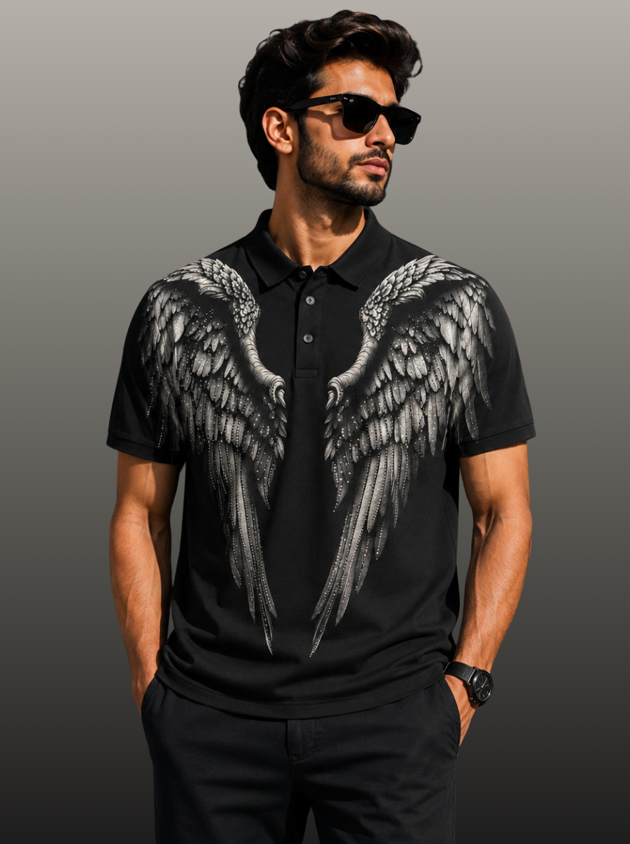 Angel Wings Swarovski Polo T-Shirt