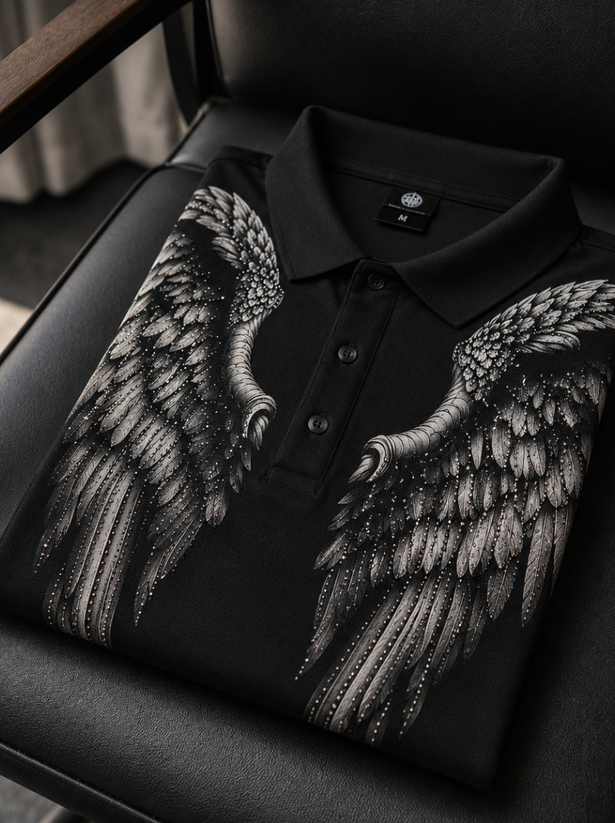 Angel Wings Swarovski Polo T-Shirt