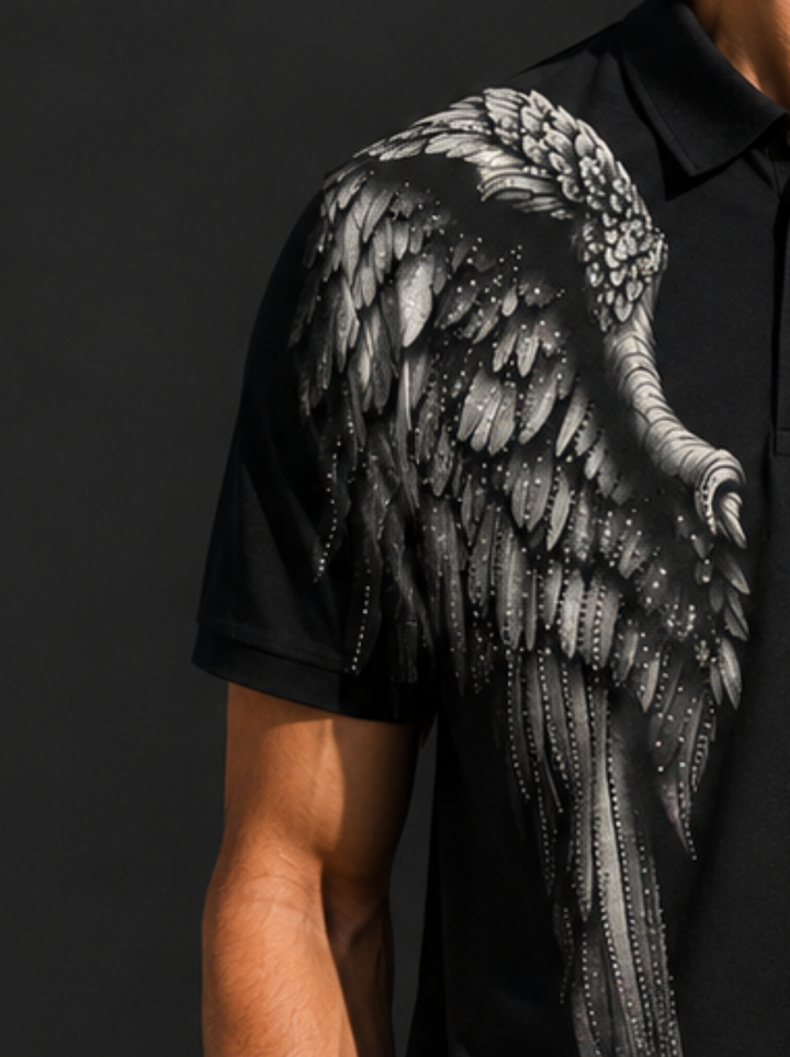 Angel Wings Swarovski Polo T-Shirt